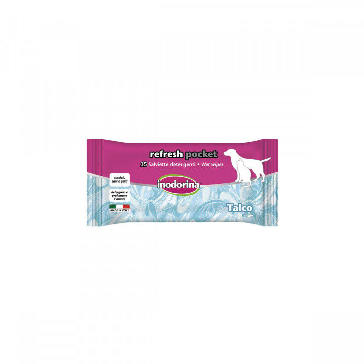 Lingettes humides pour animaux domestiques Inodorina Talco Talc en poudre 60 Unités