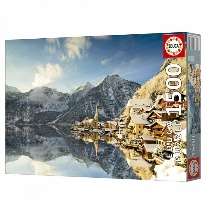 Puzzel Educa Winter in Hallstatt, Austria 1500 Onderdelen
