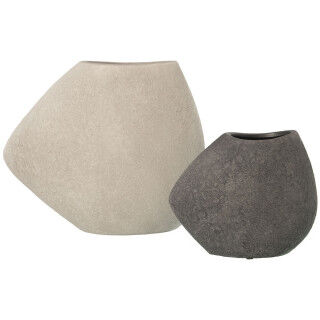 Set de 2 Jarrones Alexandra House Living Blanco Gris Cerámica 22 x 20 x 13 cm