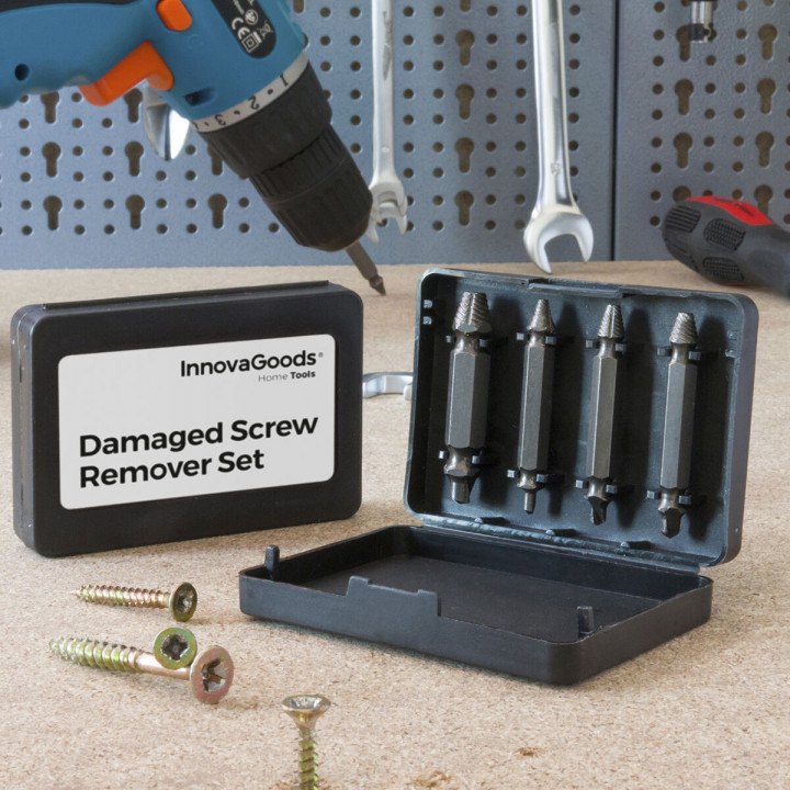 Damaged Screw Remover Set InnovaGoods IG811372 Steel 4 Units 4 Pieces (Refurbished A)