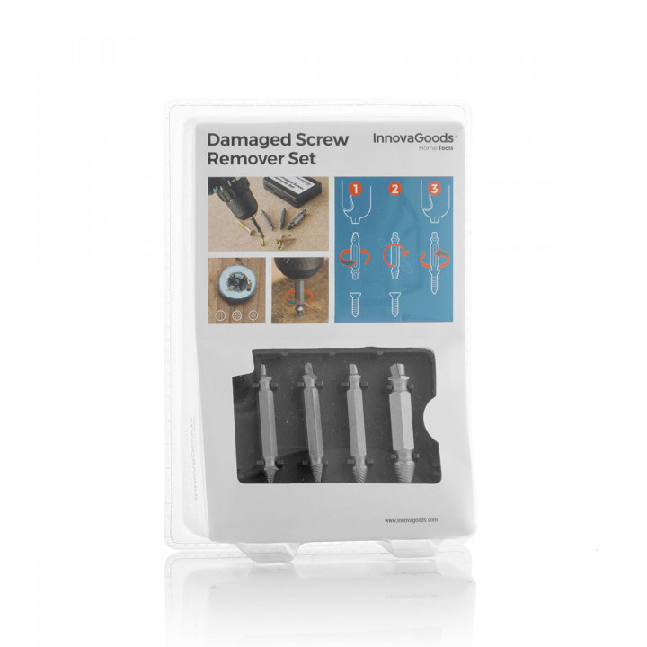 Damaged Screw Remover Set InnovaGoods IG811372 Steel 4 Units 4 Pieces (Refurbished A)
