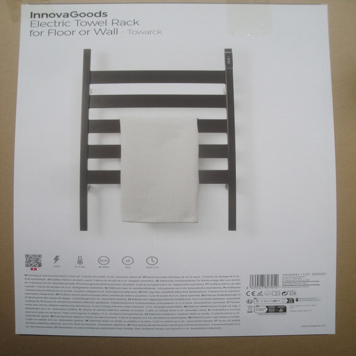 Electric Wall or Floor Towel Rail Towarck InnovaGoods Black 5 Bars (Refurbished B)