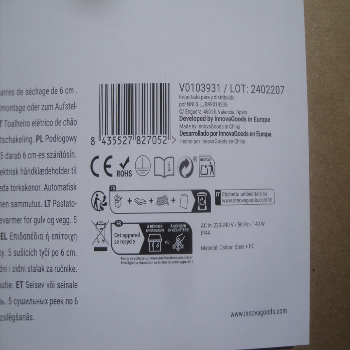 Toallero Eléctrico de Pie o Pared Towarck InnovaGoods Negro 5 Barras (Reacondicionado B)