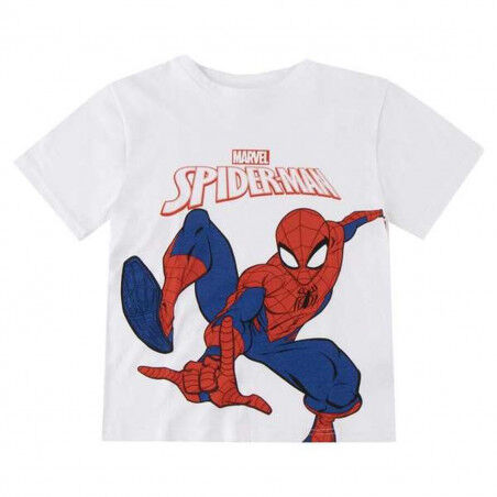 T-Shirt met Korte Mouwen voor kinderen Spider-Man Wit