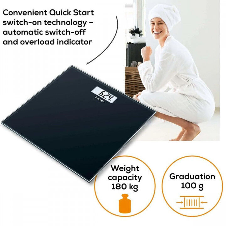 Digital Bathroom Scales Beurer GS10 Black Glass 180 kg