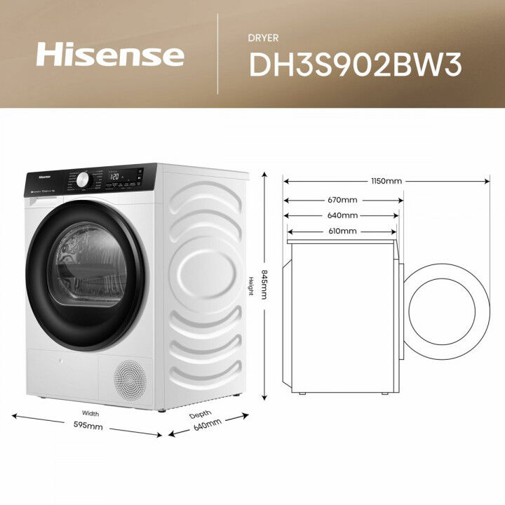 Secadora Hisense DH3S902BW3 9 kg