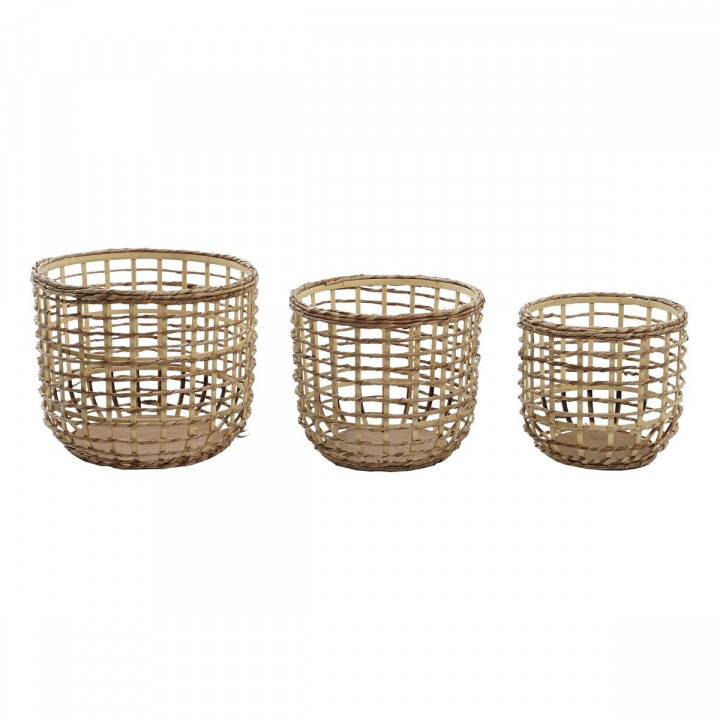 Set di Cestini DKD Home Decor Marrone Naturale (3 Pezzi) (3 Unità)