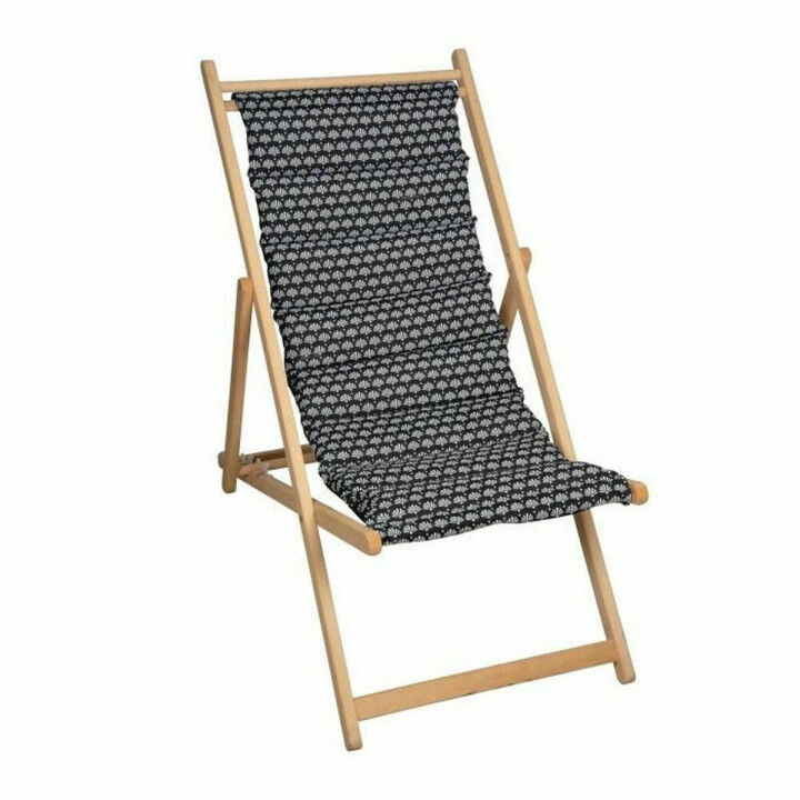 Solstol Jardin Prive Helsinki Canvas beukenhout Zwart/Wit (106 x 55 x 95 cm)