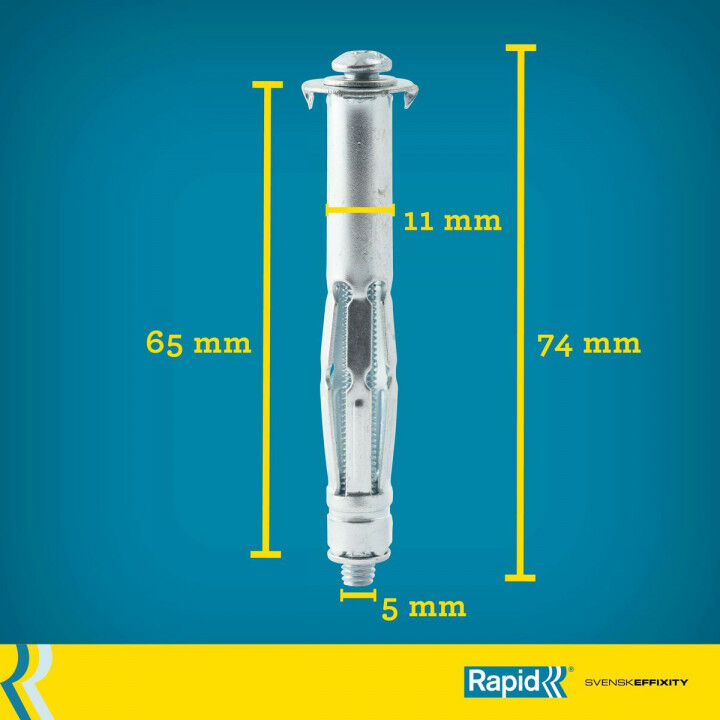 Wandpluggen en schroeven Rapid Ø 11 x 65 mm M5 x 74 mm Metaal Uitbreiding 10 Stuks