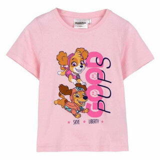 Maglia a Maniche Corte per Bambini The Paw Patrol Bianco Rosa