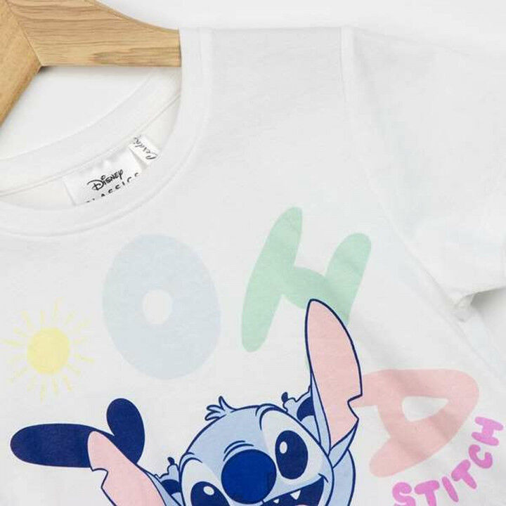 Maglia a Maniche Corte per Bambini Stitch Bianco