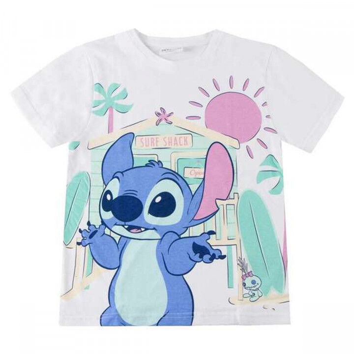 T-Shirt met Korte Mouwen voor kinderen Stitch Wit