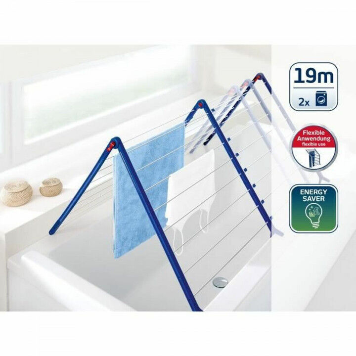 Waslijn Leifheit Bathtub Dryer Pegasus V 133 x 66,5 cm Blauw Wit Metaal