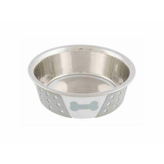 Pet feeding dish Trixie White Grey Silicone Stainless steel 400 ml 0,4 l