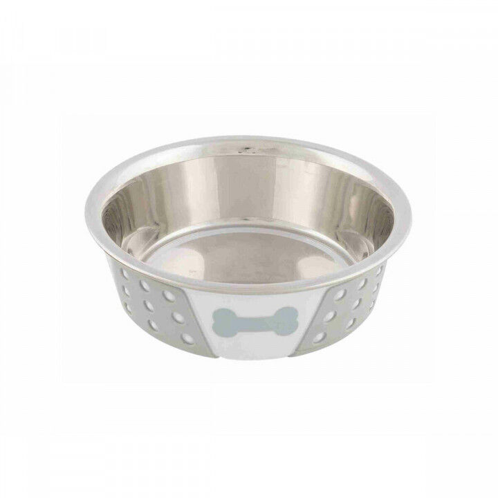 Pet feeding dish Trixie White Grey Silicone Stainless steel 400 ml 0,4 l