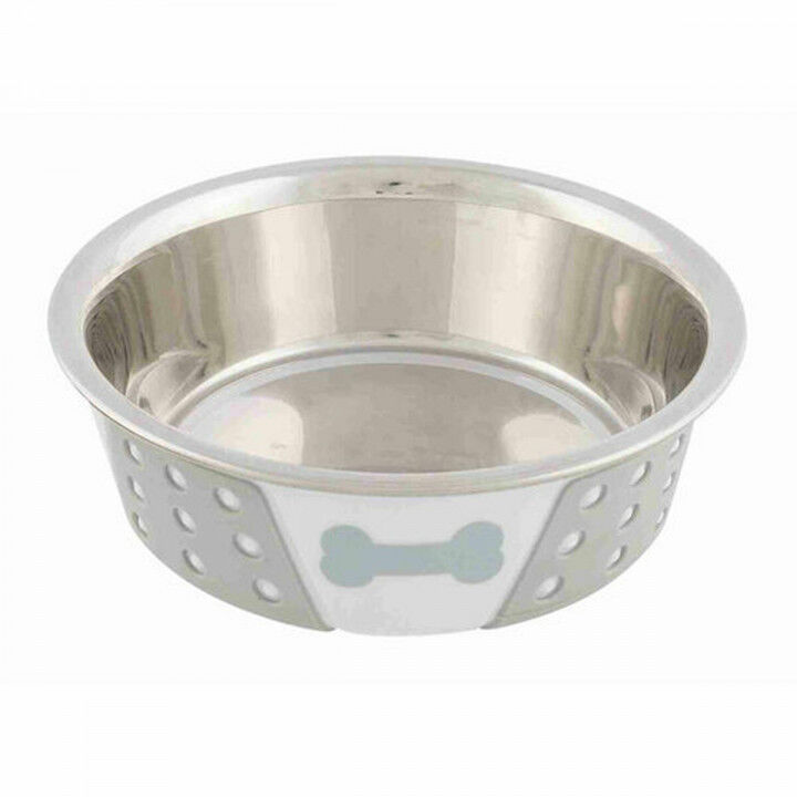 Pet feeding dish Trixie White Grey Silicone Stainless steel 400 ml 0,4 l