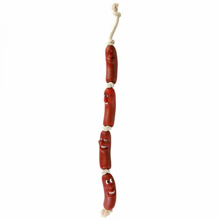 Giocattoli per cani Trixie Sausages on a Rope 75 cm Marrone Vinile Salsicce
