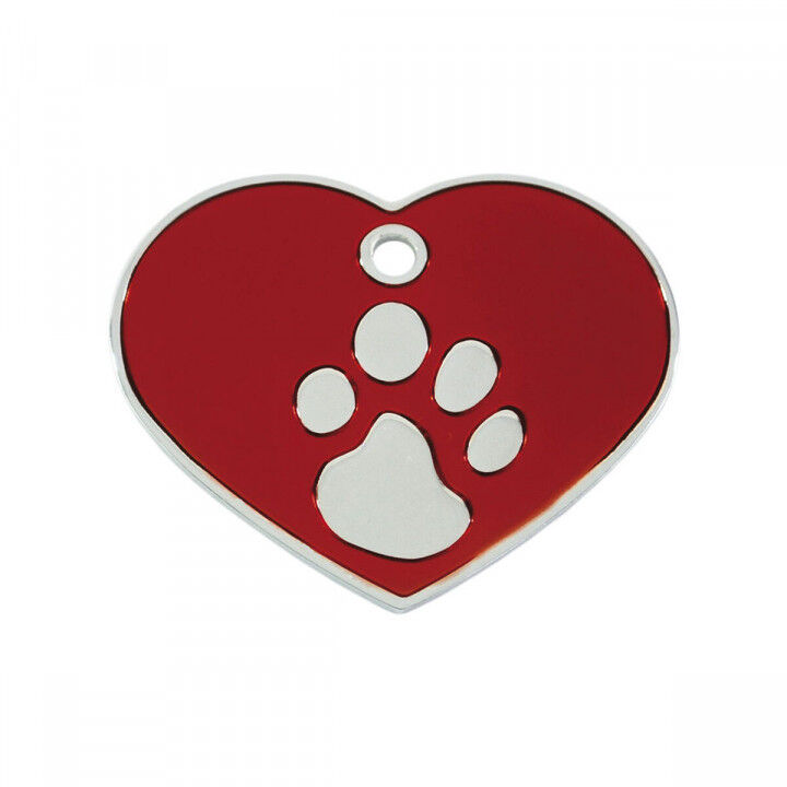 Plaque d'identification pour collier Imarc Heart Rouge Argenté
