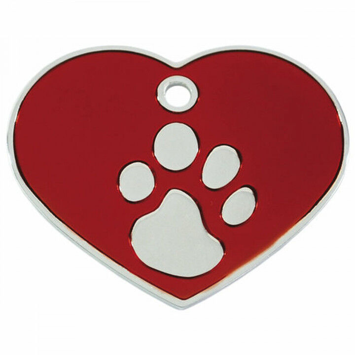Placa identificativa para collar Imarc Heart Rojo Plateado