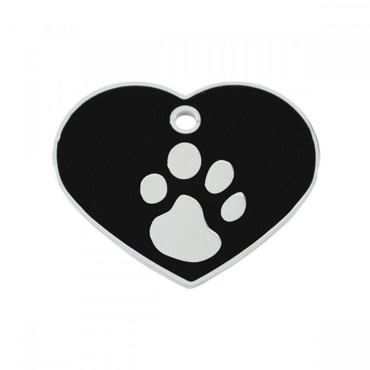 Plaque d'identification pour collier Imarc Heart Noir Argenté