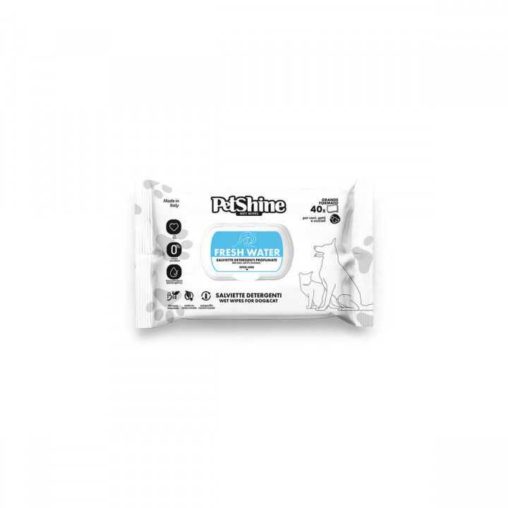 Wet Wipes for Pets Porrini Fresh Water 40 Units