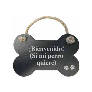 Hanging decoration Magnet & Steel Bienvenido (si mi perro quiere) Bone Board Rope