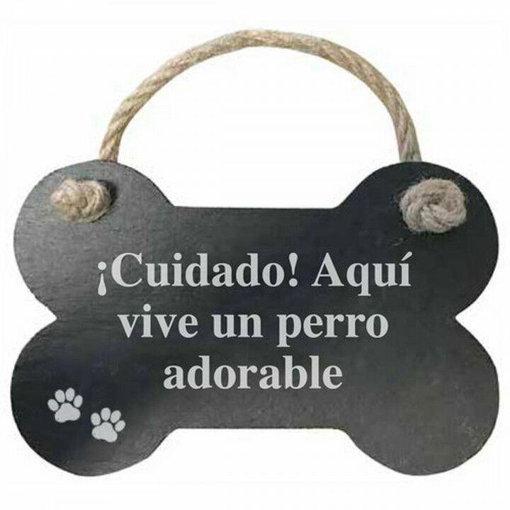 Hanging decoration Magnet & Steel Cuidado aquí vive un perro adorable Bone Board Rope