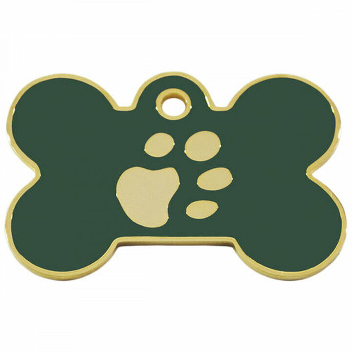 Placa identificativa para collar Imarc Verde Dorado Hueso Aluminio