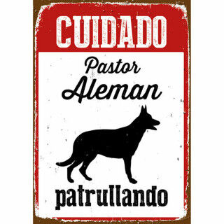 Plaat Magnet & Steel Cuidado Pastor Alemán Patrullando 14,8 x 21 cm