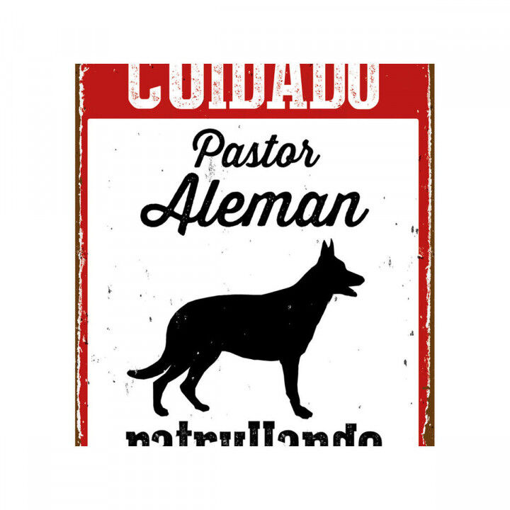 Plaat Magnet & Steel Cuidado Pastor Alemán Patrullando 14,8 x 21 cm