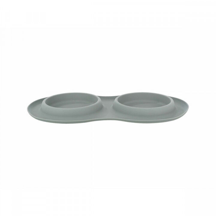 Dog Feeder Trixie Grey Stainless steel Ø 16 cm Double 2 × 0,3 L 47 × 3 × 26 CM