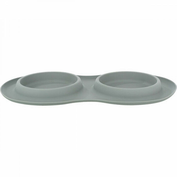 Dog Feeder Trixie Grey Stainless steel Ø 16 cm Double 2 × 0,3 L 47 × 3 × 26 CM