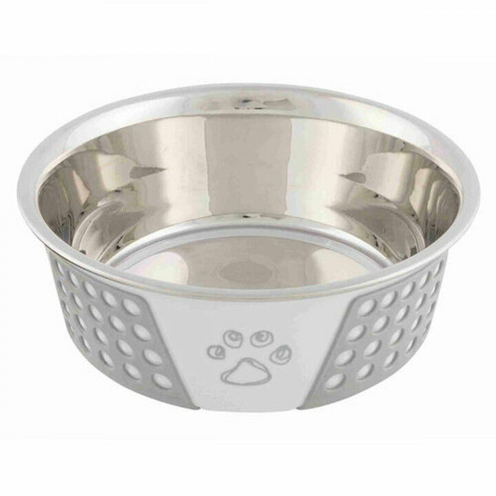 Pet feeding dish Trixie Blue White Grey Silicone Stainless steel 750 ml 0,75 L