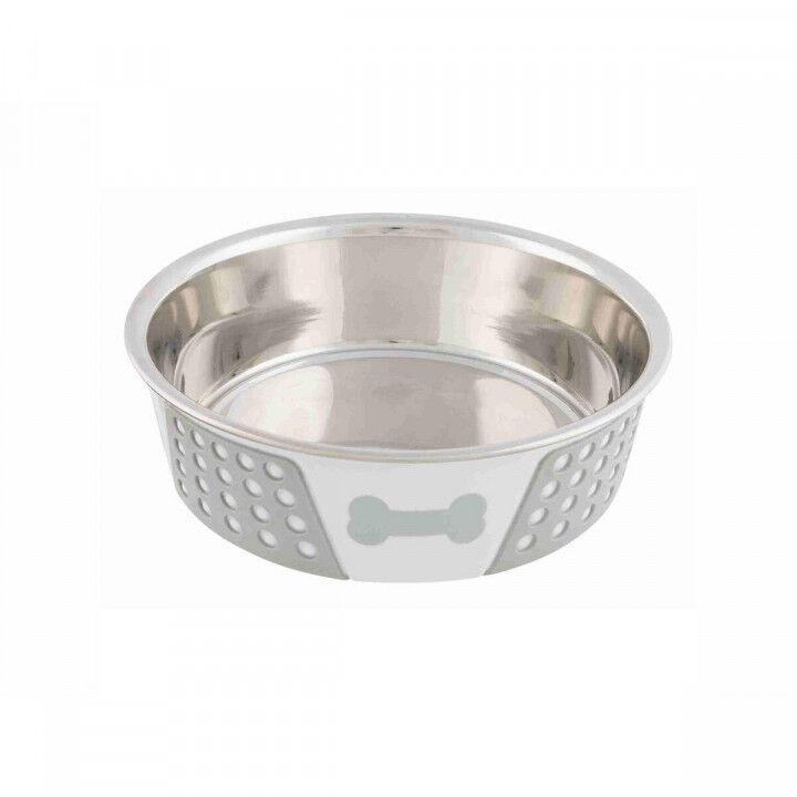 Pet feeding dish Trixie Blue White Grey Silicone Stainless steel 1,4 L