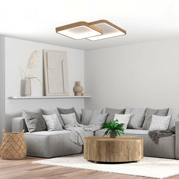LED Flush-fitting ceiling light KSIX Phenomena 45 W 45 x 45 x 10 cm Brown Wood (3000k - 6000k)