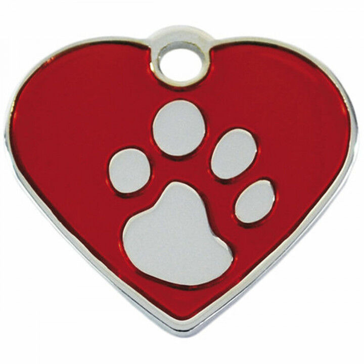 Placa identificativa para collar Imarc Heart Rojo Plateado