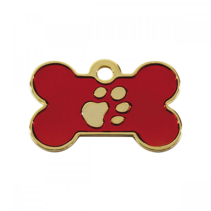 Plaque d'identification pour collier Imarc Bone Rouge Doré