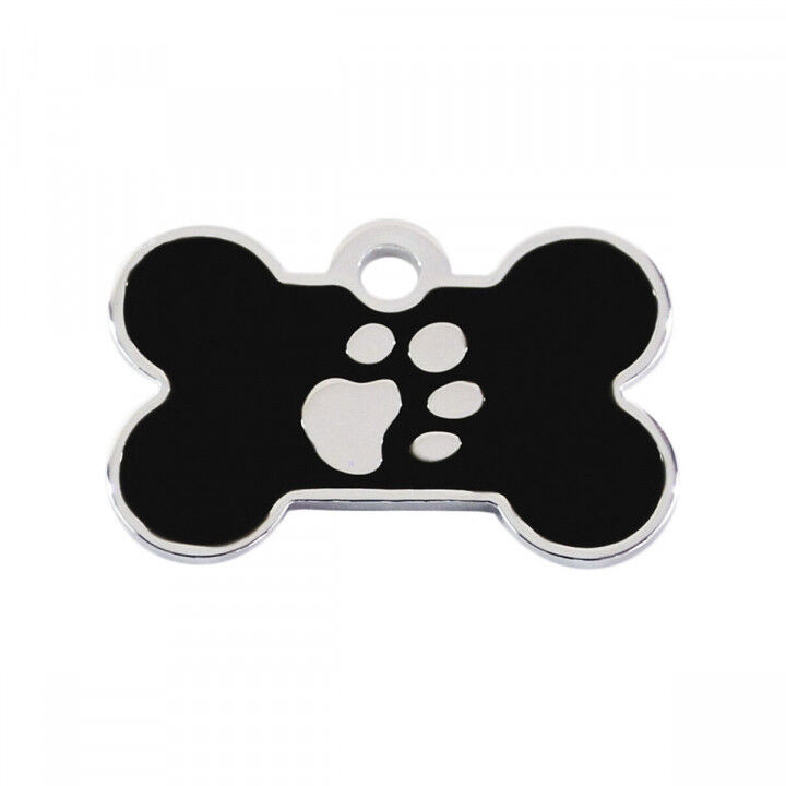 Placa identificativa para collar Imarc Bone Negro Plata