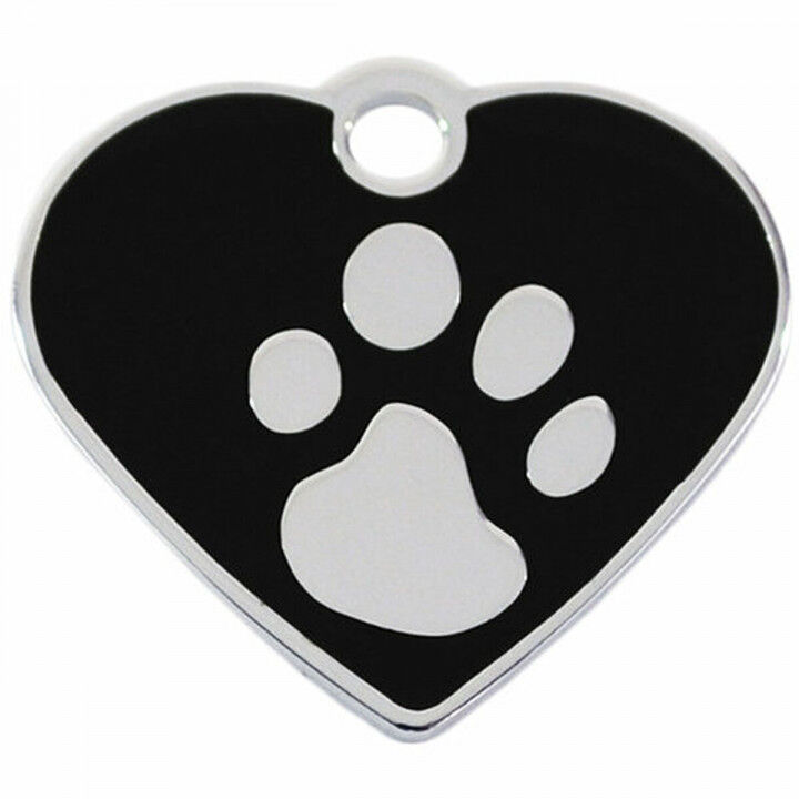 Placa identificativa para collar Imarc Heart Negro Plateado