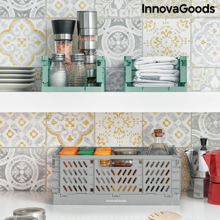 Set mit 3 klappbaren und stapelbaren Ordungs-Kisten Boxtor InnovaGoods V0103244 Kunststoff 3 Stücke (Restauriert B)