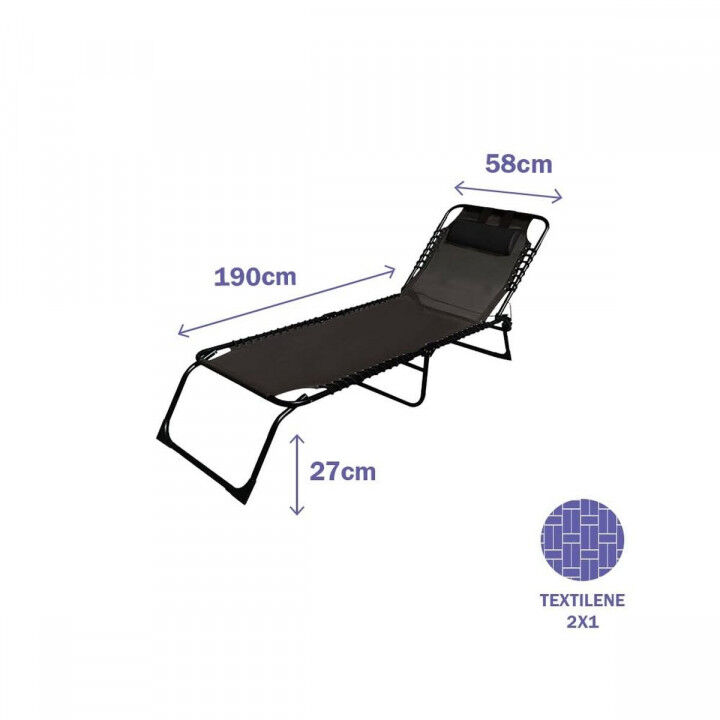 Chaise longue Marbueno Noir 190 x 27 x 58 cm
