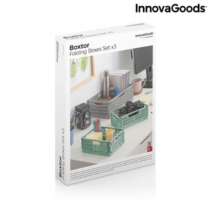 Ensemble de 3 Boîtes de Rangement Pliantes et Empilables Boxtor InnovaGoods V0103244 Plastique 3 Pièces (Reconditionné B)