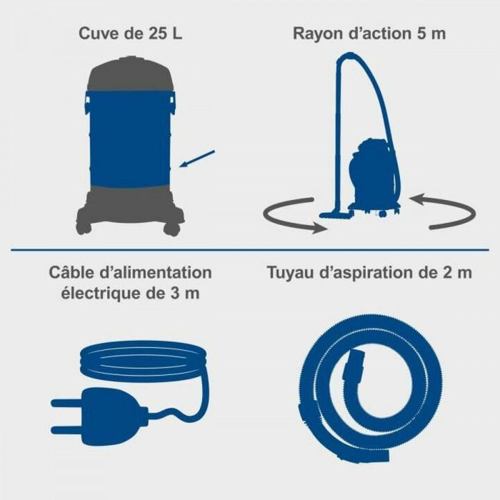 Nat- en droogzuiger Scheppach 1200 W 20 kPa 25 L