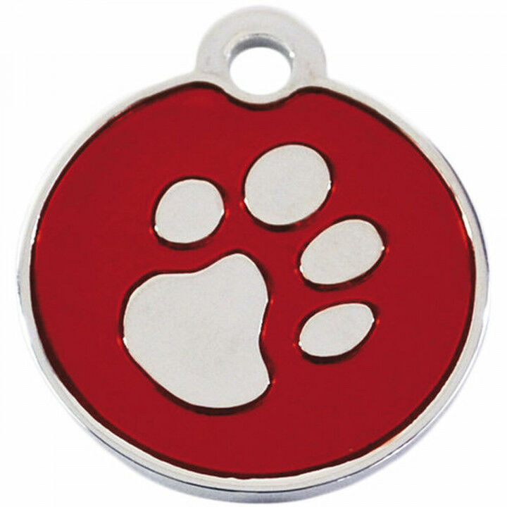 Placa identificativa para collar Imarc Circle Rojo Plateado