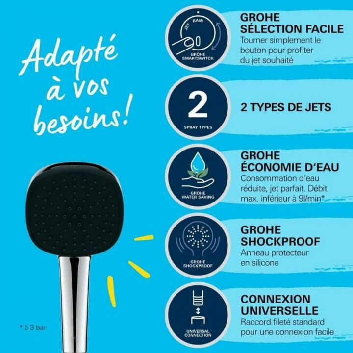 Alcachofa de Ducha Grohe Vitalio Comfort Chrome Metal Cuadrado