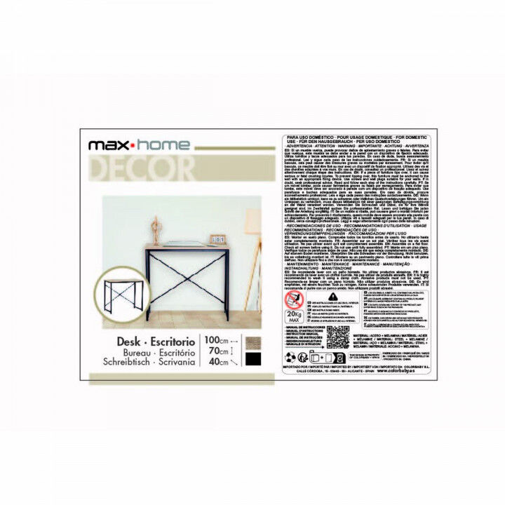 Mesa de Escritorio Aktive Negro Madera (Reacondicionado B)