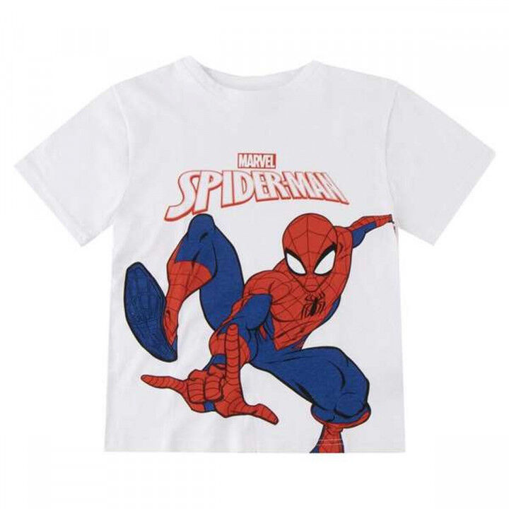 T-Shirt met Korte Mouwen voor kinderen Spider-Man Wit