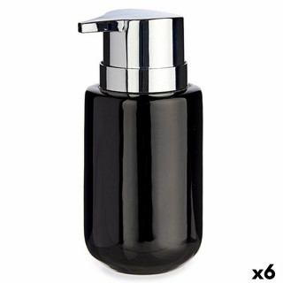 Distributeur de Savon Berilo Noir Argenté Métal Céramique 350 ml 7 x 14,5 x 8,5 cm (6 Unités)
