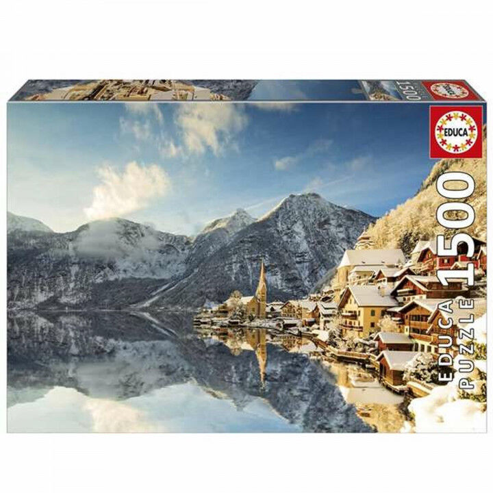 Puzzel Educa Winter in Hallstatt, Austria 1500 Onderdelen