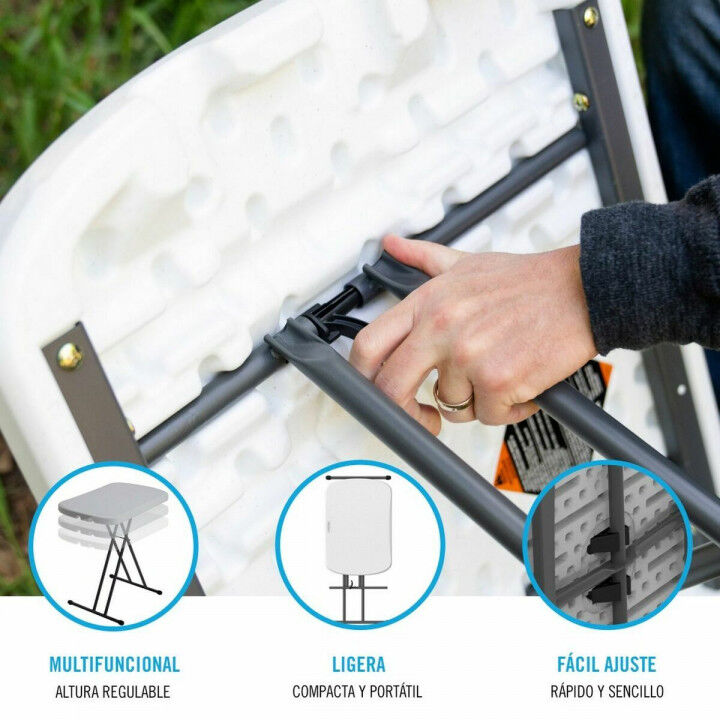 Tavolo Pieghevole Lifetime 66 x 71 x 46 cm Bianco Acciaio HDPE